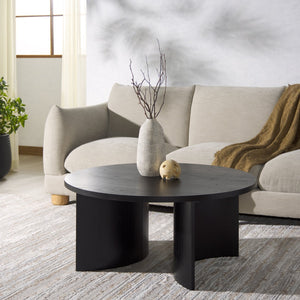 Safavieh Audriella Round Wood Coffee Table - Elegant Centerpiece For Modern Living Rooms With Stunning Finish Black 100% Wood Sfv1316a