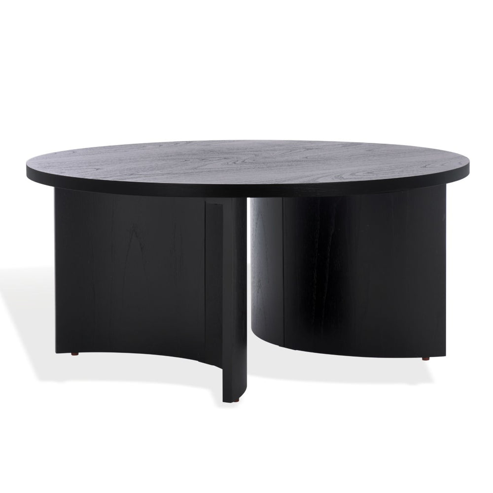 Safavieh AUDRIELLA Round Wood Coffee Table - Elegant Centerpiece with Timeless Design for Any Living Space Black SFV1316A