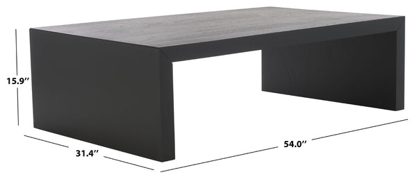 Safavieh TAWNEY Rectangle Wood Coffee Table – Elegant Minimalist Centerpiece for Modern Living Room Decor Black SFV1318A