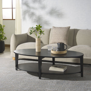 Safavieh Leonardi Oval Wood Coffee Table - Elegant Mahogany Centerpiece For Modern Living Room Decor Black 100% Wood Sfv1322a