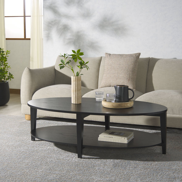 Safavieh Leonardi Oval Wood Coffee Table - Elegant Mahogany Centerpiece For Modern Living Room Decor Black 100% Wood Sfv1322a