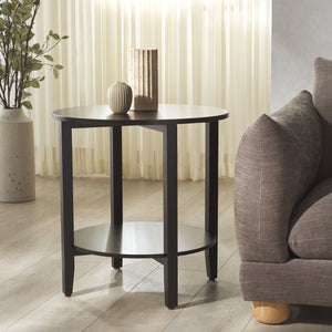 Safavieh Leonardi Round Wood Accent Table - Elegant Mahogany Design For Stylish Home Décor & Durability Black 100% Wood Sfv1323a