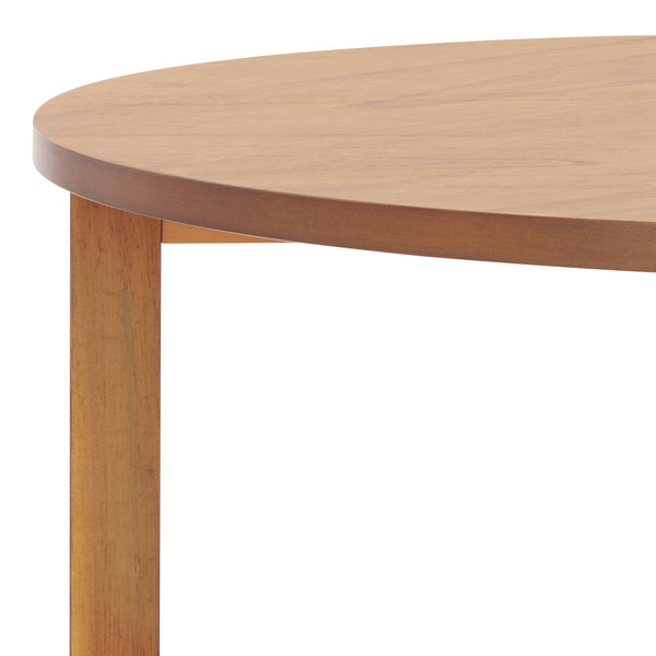 Safavieh Leonardi Round Wood Accent Table - Elegant Mahogany Design For Stylish Home Décor & Durability Natural 100% Wood Sfv1323b