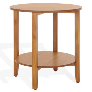 Safavieh Leonardi Round Wood Accent Table - Elegant Mahogany Design For Stylish Home Décor & Durability Natural 100% Wood Sfv1323b