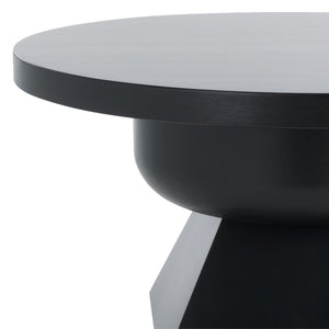 Safavieh JAYMEE Round Wood Accent Table - Timeless Mahogany Design for Living Room, Bedroom, and Home Office Black SFV1324A