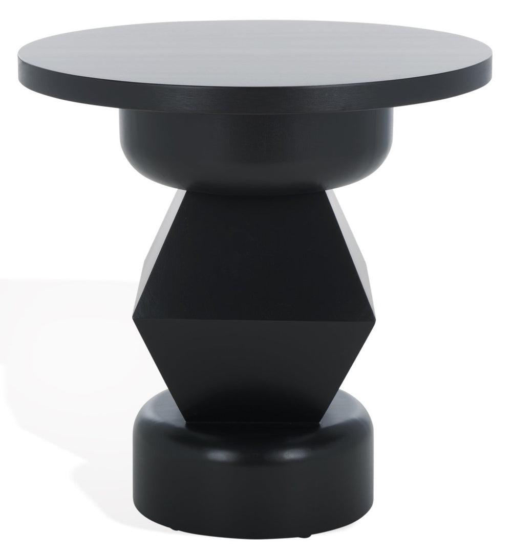 Safavieh JAYMEE Round Wood Accent Table - Timeless Mahogany Design for Living Room, Bedroom, and Home Office Black SFV1324A