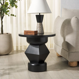 Safavieh JAYMEE Round Wood Accent Table - Timeless Mahogany Design for Living Room, Bedroom, and Home Office Black SFV1324A