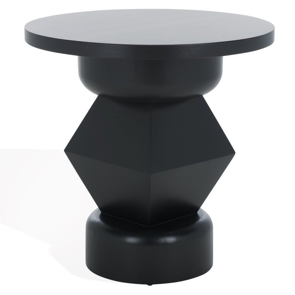 Safavieh JAYMEE Round Wood Accent Table - Timeless Mahogany Design for Living Room, Bedroom, and Home Office Black SFV1324A