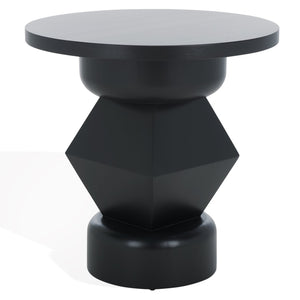 Safavieh JAYMEE Round Wood Accent Table - Timeless Mahogany Design for Living Room, Bedroom, and Home Office Black SFV1324A