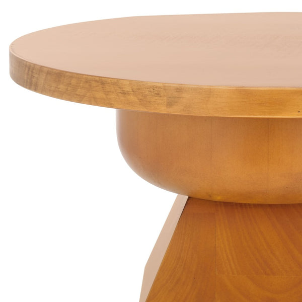 Safavieh JAYMEE Round Wood Accent Table - Timeless Mahogany Design for Living Room, Bedroom, and Home Office Natural SFV1324B