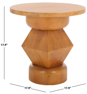 Safavieh JAYMEE Round Wood Accent Table - Timeless Mahogany Design for Living Room, Bedroom, and Home Office Natural SFV1324B