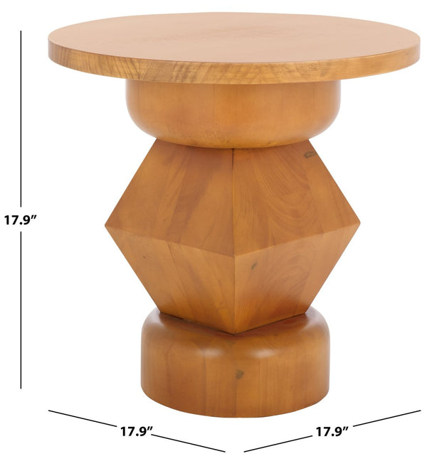 Safavieh JAYMEE Round Wood Accent Table - Timeless Mahogany Design for Living Room, Bedroom, and Home Office Natural SFV1324B