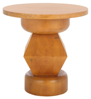 Safavieh JAYMEE Round Wood Accent Table - Timeless Mahogany Design for Living Room, Bedroom, and Home Office Natural SFV1324B