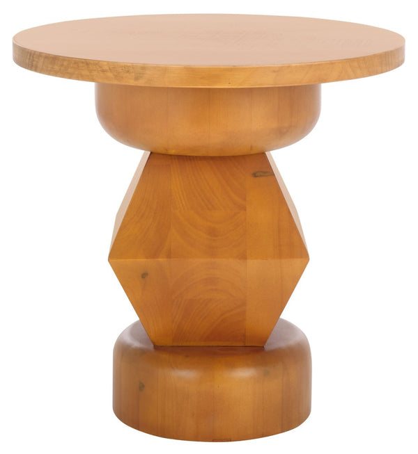Safavieh JAYMEE Round Wood Accent Table - Timeless Mahogany Design for Living Room, Bedroom, and Home Office Natural SFV1324B