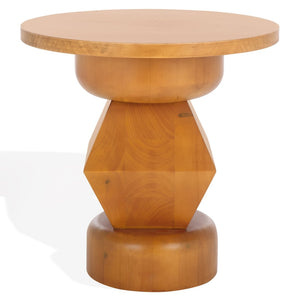 Safavieh JAYMEE Round Wood Accent Table - Timeless Mahogany Design for Living Room, Bedroom, and Home Office Natural SFV1324B
