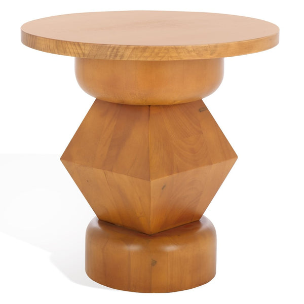 Safavieh JAYMEE Round Wood Accent Table - Timeless Mahogany Design for Living Room, Bedroom, and Home Office Natural SFV1324B