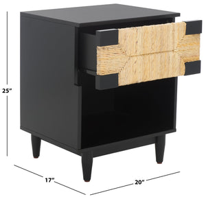 Safavieh Roseanne Banana Stem Nightstand With Drawer – Exquisite Craftsmanship For Stylish Bedroom Decor Black ,Natural 100% Wood Sfv1325a