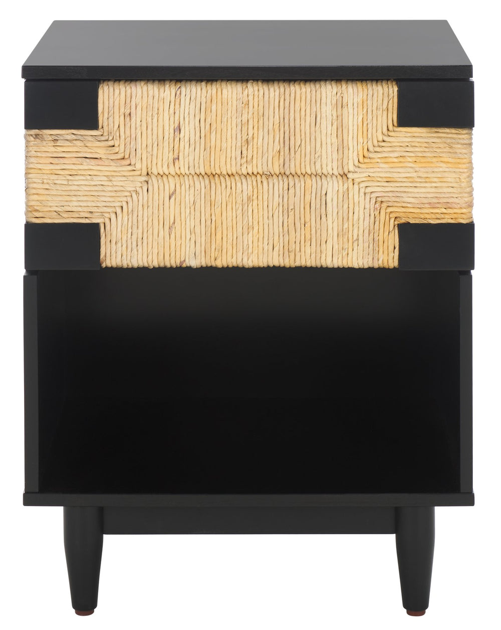 Safavieh Roseanne Banana Stem Nightstand With Drawer – Exquisite Craftsmanship For Stylish Bedroom Decor Black ,Natural 100% Wood Sfv1325a