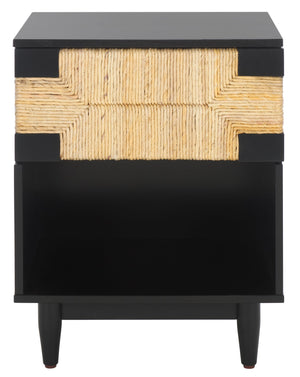 Safavieh Roseanne Banana Stem Nightstand With Drawer – Exquisite Craftsmanship For Stylish Bedroom Decor Black ,Natural 100% Wood Sfv1325a