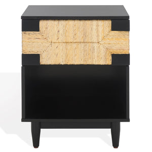 Safavieh Roseanne Banana Stem Nightstand With Drawer – Exquisite Craftsmanship For Stylish Bedroom Decor Black ,Natural 100% Wood Sfv1325a