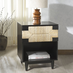 Safavieh Roseanne Banana Stem Nightstand With Drawer – Exquisite Craftsmanship For Stylish Bedroom Decor Black ,Natural 100% Wood Sfv1325a