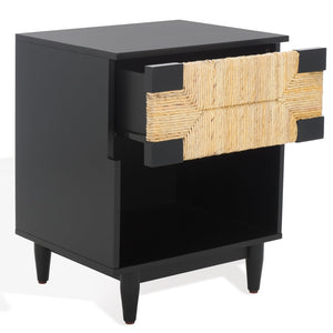 Safavieh Roseanne Banana Stem Nightstand With Drawer – Exquisite Craftsmanship For Stylish Bedroom Decor Black ,Natural 100% Wood Sfv1325a