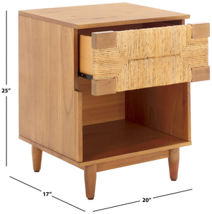 Safavieh Roseanne Banana Stem Nightstand With Drawer – Exquisite Craftsmanship For Stylish Bedroom Decor Natural 100% Wood Sfv1325b