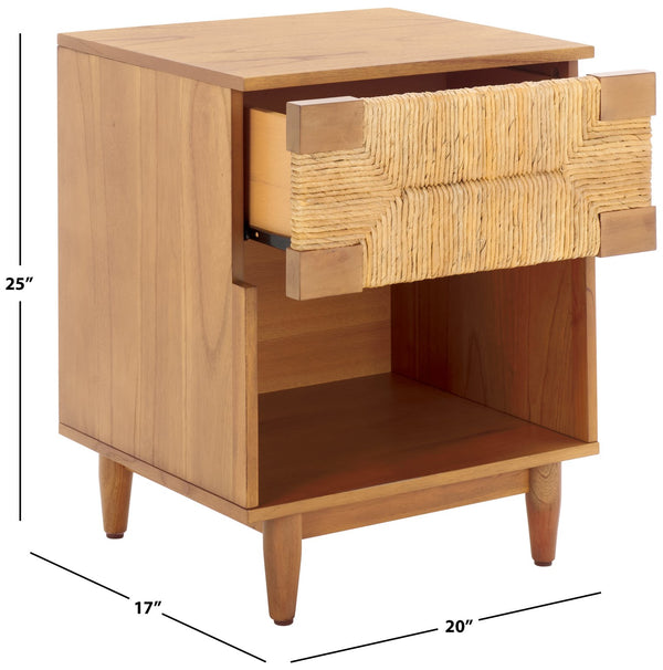 Safavieh Roseanne Banana Stem Nightstand With Drawer – Exquisite Craftsmanship For Stylish Bedroom Decor Natural 100% Wood Sfv1325b
