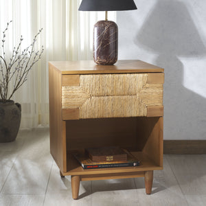 Safavieh Roseanne Banana Stem Nightstand With Drawer – Exquisite Craftsmanship For Stylish Bedroom Decor Natural 100% Wood Sfv1325b