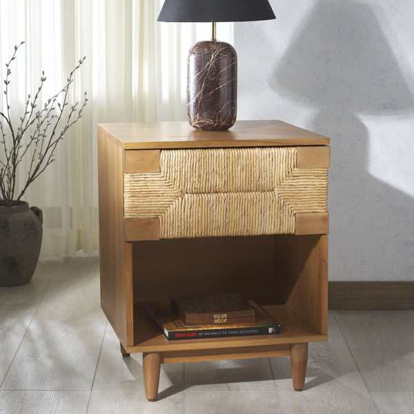 Safavieh Roseanne Banana Stem Nightstand With Drawer – Exquisite Craftsmanship For Stylish Bedroom Decor Natural 100% Wood Sfv1325b