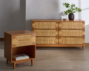 Safavieh ROSEANNE Elegant 1 Drawer Nightstand - Stylish 100% Wood Design for Modern Minimalist Bedrooms Natural SFV1325B