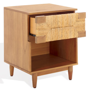 Safavieh Roseanne Banana Stem Nightstand With Drawer – Exquisite Craftsmanship For Stylish Bedroom Decor Natural 100% Wood Sfv1325b