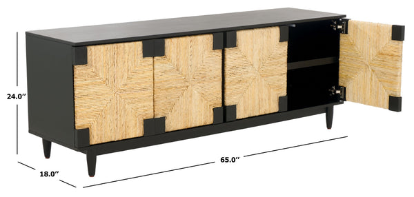 Safavieh ROSEANNE Banana Stem Sideboard and TV Stand - Artisanal Design with Elegant Storage for Modern Living Black / Natural SFV1326A