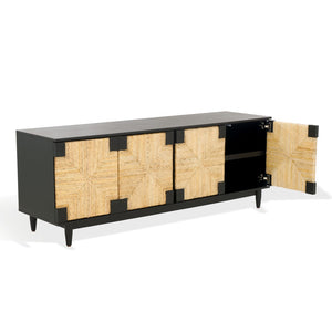Safavieh ROSEANNE Banana Stem Sideboard and TV Stand - Artisanal Design with Elegant Storage for Modern Living Black / Natural SFV1326A