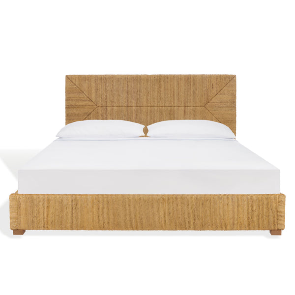 Safavieh Glenburg Banana Stem Queen Bed In Natural - Elegant, Eco-friendly Design For Stylish Bedrooms Natural Wood ,Banana Stem Sfv1327a-q-2bx