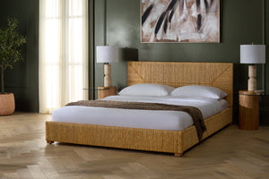 Safavieh Glenburg Banana Stem Queen Bed In Natural - Elegant, Eco-friendly Design For Stylish Bedrooms Natural Wood ,Banana Stem Sfv1327a-q-2bx