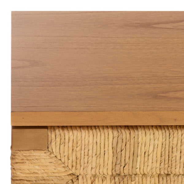 Safavieh Roseanne Six Drawer Dresser with Woven Banana Stem Panels Bohemian Bedroom Storage NATURAL SFV1328B-2BX