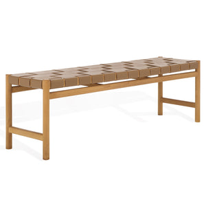 Safavieh Devnie Woven Leather Bench - Elegant Minimalist Seating With Handcrafted Top Grain Leather Design Brown ,Natural Wood ,Leather Sfv1600b