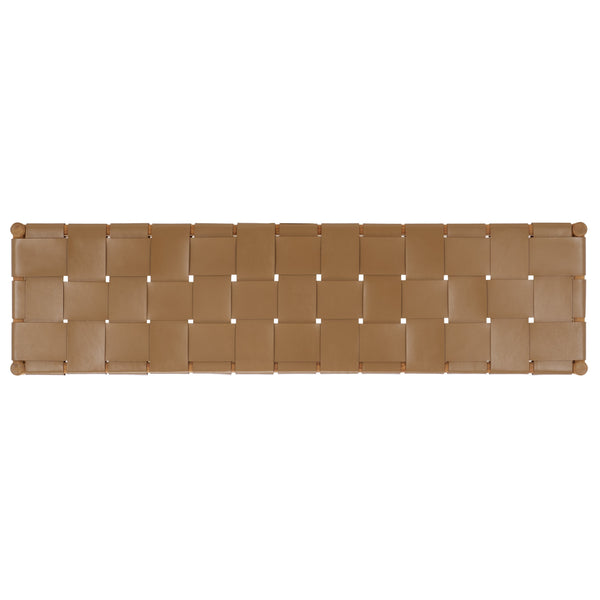Safavieh Devnie Woven Leather Bench - Elegant Minimalist Seating With Handcrafted Top Grain Leather Design Brown ,Natural Wood ,Leather Sfv1600b