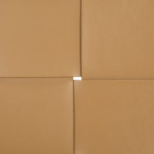 Safavieh Devnie Woven Leather Ottoman - Sophisticated Design With Solid Sungkay Wood For Stylish Living Spaces Tan ,Natural Wood ,Leather Sfv1601c