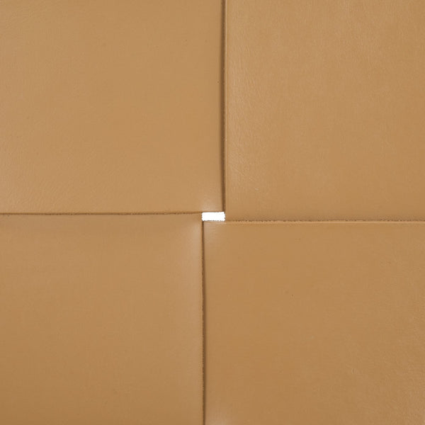 Safavieh Devnie Woven Leather Ottoman - Sophisticated Design With Solid Sungkay Wood For Stylish Living Spaces Tan ,Natural Wood ,Leather Sfv1601c