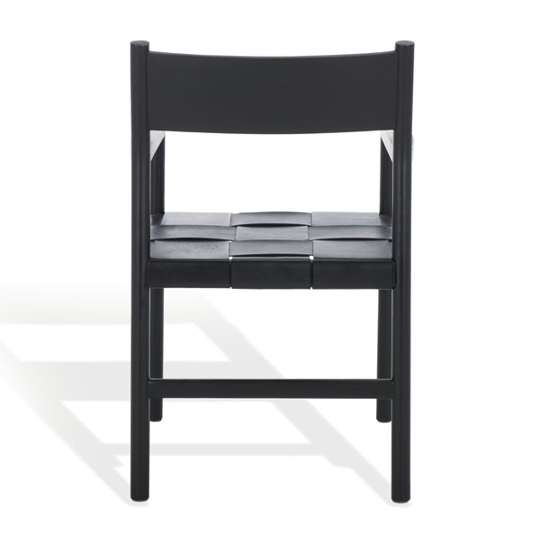 Safavieh Devnie Woven Leather Dining Chair - Elegant Design With Comfort & Quality For A Stylish Dining Space Black Wood ,Leather Sfv1602a