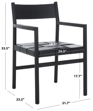 Safavieh Devnie Woven Leather Dining Chair - Elegant Design With Comfort & Quality For A Stylish Dining Space Black Wood ,Leather Sfv1602a