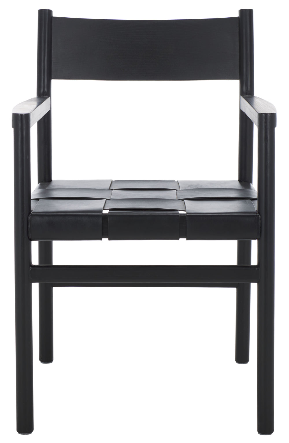 Safavieh Devnie Woven Leather Dining Chair - Elegant Design With Comfort & Quality For A Stylish Dining Space Black Wood ,Leather Sfv1602a