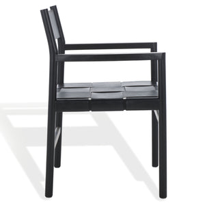 Safavieh Devnie Woven Leather Dining Chair - Elegant Design With Comfort & Quality For A Stylish Dining Space Black Wood ,Leather Sfv1602a