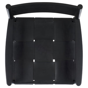 Safavieh Devnie Woven Leather Dining Chair - Elegant Design With Comfort & Quality For A Stylish Dining Space Black Wood ,Leather Sfv1602a