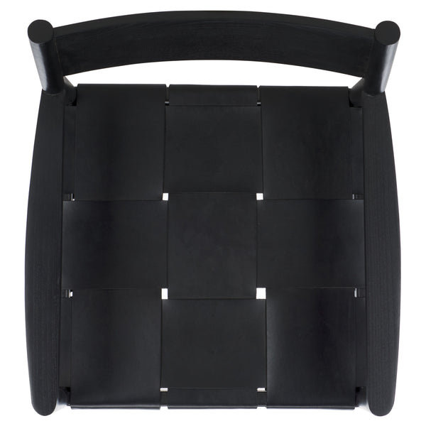 Safavieh Devnie Woven Leather Dining Chair - Elegant Design With Comfort & Quality For A Stylish Dining Space Black Wood ,Leather Sfv1602a