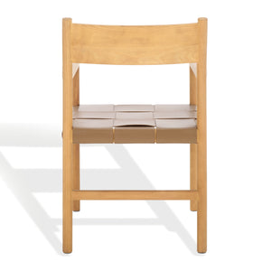 Safavieh Devnie Woven Leather Dining Chair - Elegant Design With Comfort & Quality For A Stylish Dining Space Brown ,Natural Wood ,Leather Sfv1602b