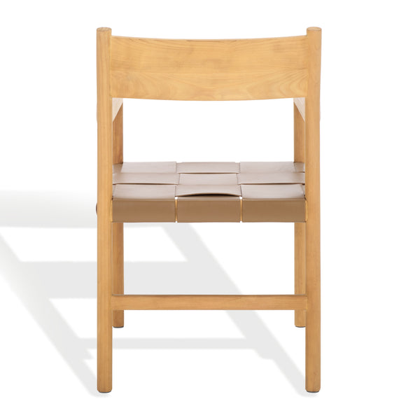 Safavieh Devnie Woven Leather Dining Chair - Elegant Design With Comfort & Quality For A Stylish Dining Space Brown ,Natural Wood ,Leather Sfv1602b