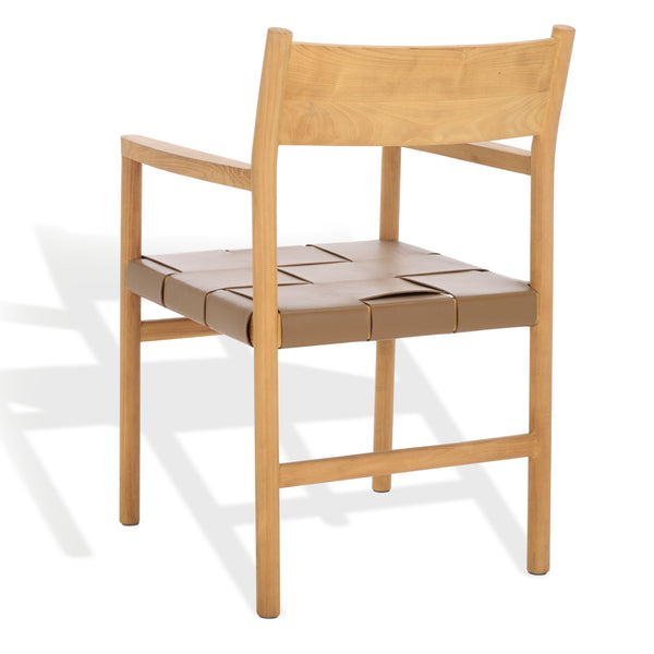 Safavieh Devnie Woven Leather Dining Chair - Elegant Design With Comfort & Quality For A Stylish Dining Space Brown ,Natural Wood ,Leather Sfv1602b